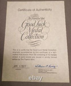 Vintage 1977 Franklin Mint Good Luck Medal Collection in Box withCertification