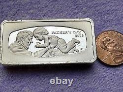 Vintage 66 grams. 925 Sterling Silver Franklin Mint Bar 1973 Fathers Day #AB62