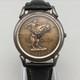 Vintage Franklin Mint Frederic Remington Mens Watch 33mm Bronze Black Leather