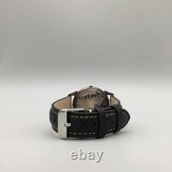 Vintage Franklin Mint Frederic Remington Mens Watch 33mm Bronze Black Leather