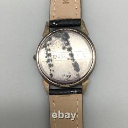Vintage Franklin Mint Frederic Remington Mens Watch 33mm Bronze Black Leather