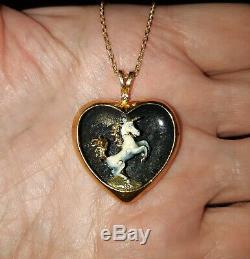 Vintage Franklin Mint Silver Gilt Unicorn Pendant