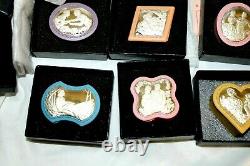 Vintage Franklin Mint Silver Inlay Porcelain Trinket Box Secret Garden Set 12