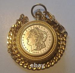 Vintage Franklin Mint Silver Morgan PocketWatch Limited Edition 1921 Coin RARE