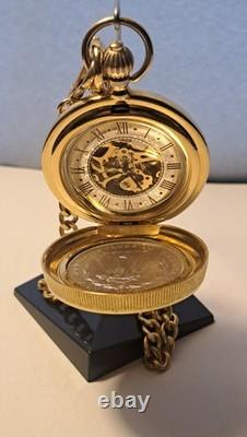 Vintage Franklin Mint Silver Morgan PocketWatch Limited Edition 1921 Coin RARE