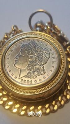 Vintage Franklin Mint Silver Morgan PocketWatch Limited Edition 1921 Coin RARE