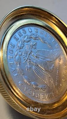 Vintage Franklin Mint Silver Morgan PocketWatch Limited Edition 1921 Coin RARE