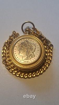 Vintage Franklin Mint Silver Morgan PocketWatch Limited Edition 1921 Coin RARE