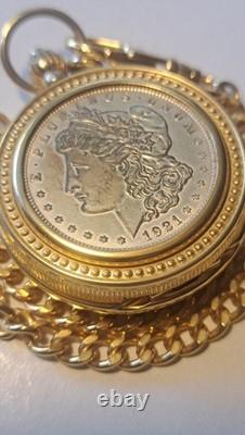 Vintage Franklin Mint Silver Morgan PocketWatch Limited Edition 1921 Coin RARE
