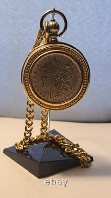 Vintage Franklin Mint Silver Morgan PocketWatch Limited Edition 1921 Coin RARE