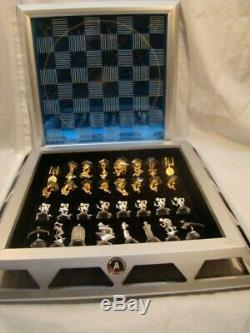 Vintage Franklin Mint Star Trek Chess Set 25th Anniversary Silver Blue Game 1989