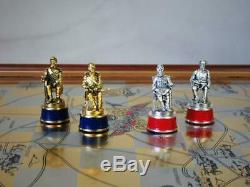 Vintage Franklin Mint Waterloo Chess Set Gold & Silver Edition+orig Board 1987