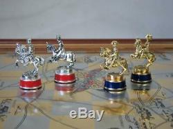 Vintage Franklin Mint Waterloo Chess Set Gold & Silver Edition+orig Board 1987