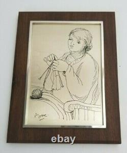 Vintage Henry Moore Woman Knitting 236 of 1000 Franklin Mint 1975 COA Sterling