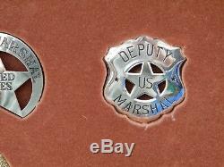 Vintage Sterling Silver Franklin Mint Great Western Lawmen Badge Set In Case