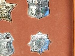 Vintage Sterling Silver Franklin Mint Great Western Lawmen Badge Set In Case