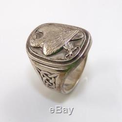 Vintage Sterling Silver Georg Jensen Eagle Mens Franklin Mint Ring Size 9 LDD10