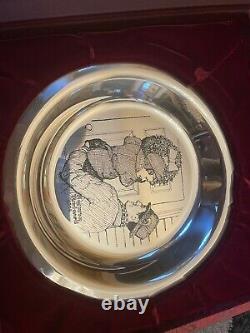 Vintage Sterling Silver Norman Rockwell Hanging The Wreath Franklin Mint