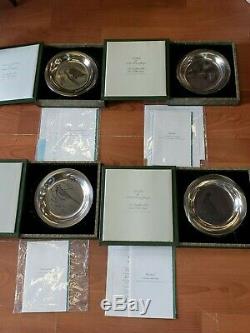 Vintage lot of 4 Franklin Mint Sterling Silver Bird Plates 197273 25.34 Troy