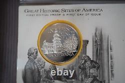 Vol. 1 & 2 of The Franklin Mint Great Historic Sites of America Silver Med. 50ct