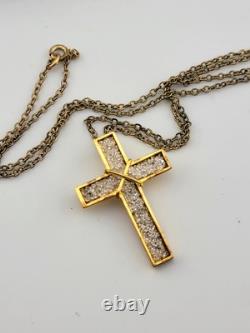 Vtg NIB Franklin Mint The Pavium Cross Pure Crystals. 999 Silver Necklace COA