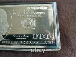 Washington Mint $100 Bill Ben Franklin Silver Proof 4 Troy Oz. 999 Silver ounce
