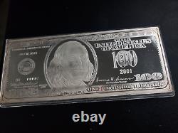 Washington Mint 2000 $100 Proof Franklin Bill, 4 oz of. 999 Fine Silver SN#00007