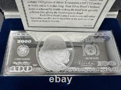 Year/Series 2000 USA $100 Bill 4 Oz. 999 FINE Silver Franklin Mint with COA