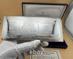 Year/Series 2000 USA $100 Bill 4 Oz. 999 FINE Silver Franklin Mint with COA