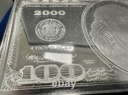 Year/Series 2000 USA $100 Bill 4 Oz. 999 FINE Silver Franklin Mint with COA