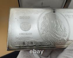 Year/Series 2000 USA $100 Bill 4 Oz. 999 FINE Silver Franklin Mint with COA